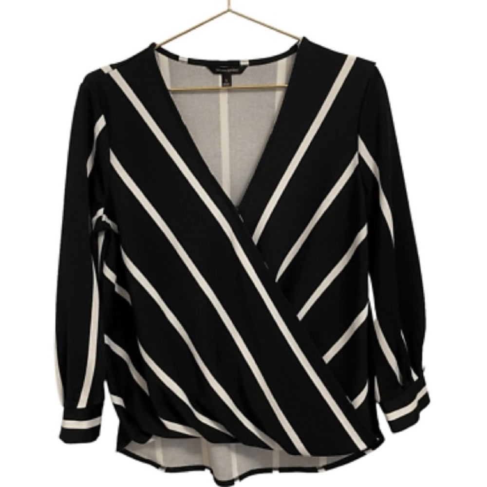 Banana Republic Black and White Striped Women's Blouse
